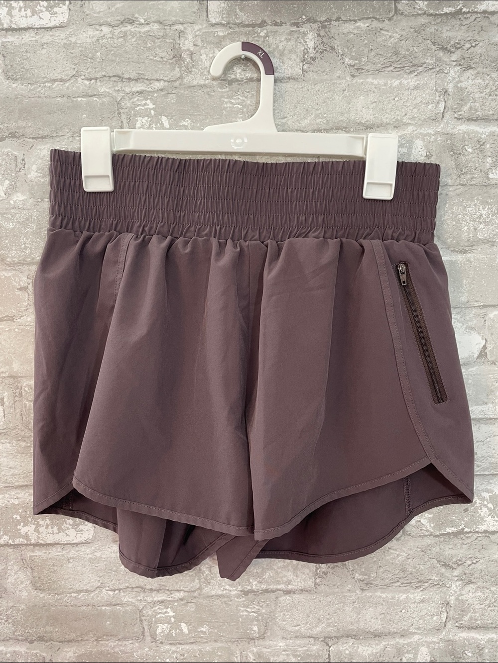 BMJL Athletic High Rise Smocked  Shorts in Dark Mauve